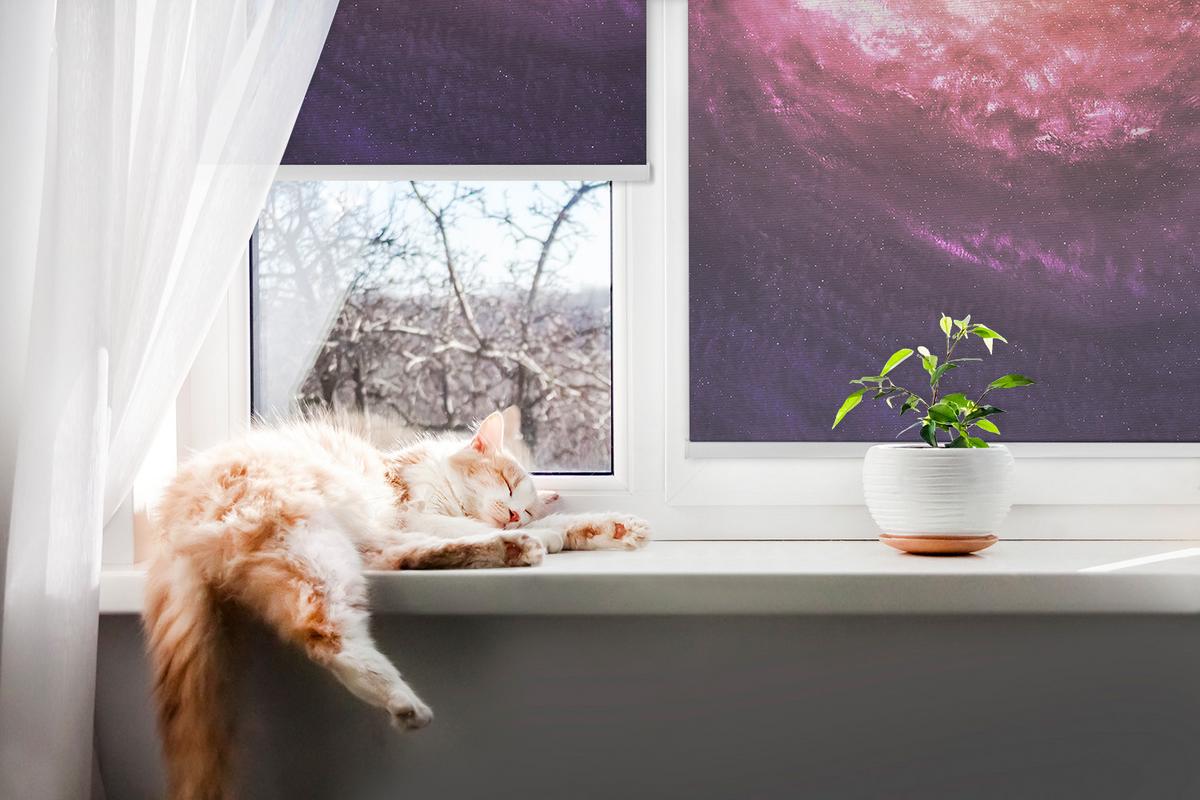 INNENROLLO - Fensterrollo - Rollo - 80x140 cm - Galaxis - Pink, Kunststoff (80/140/0.5cm) - TULUP