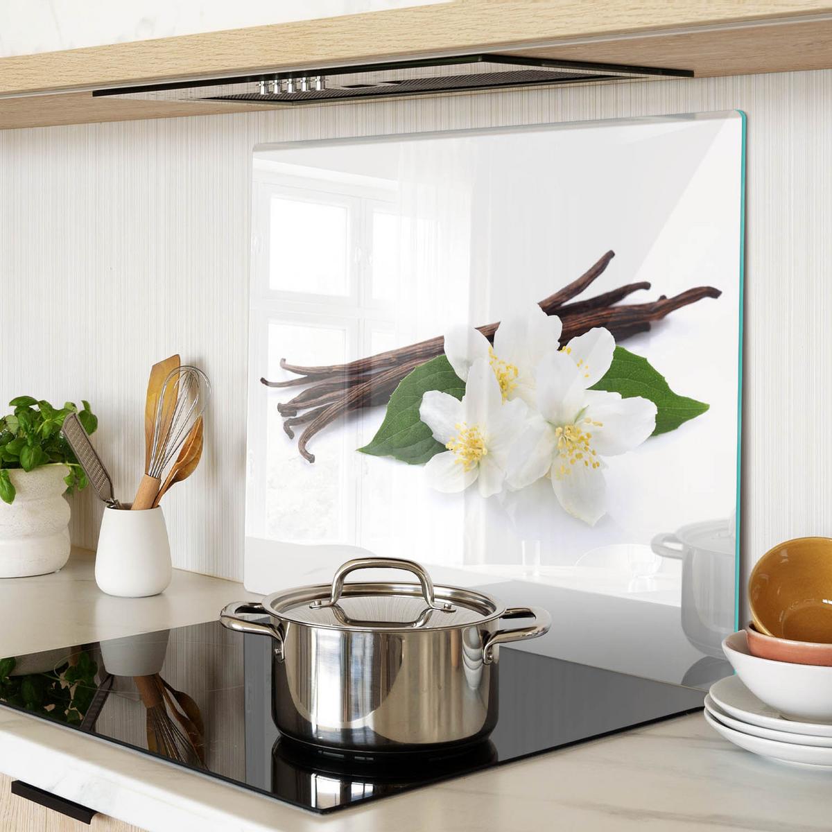 GLASPLATTE 60x52 cm Jasmin und Vanille - Braun, Glas (60/0.4/52cm) - TULUP