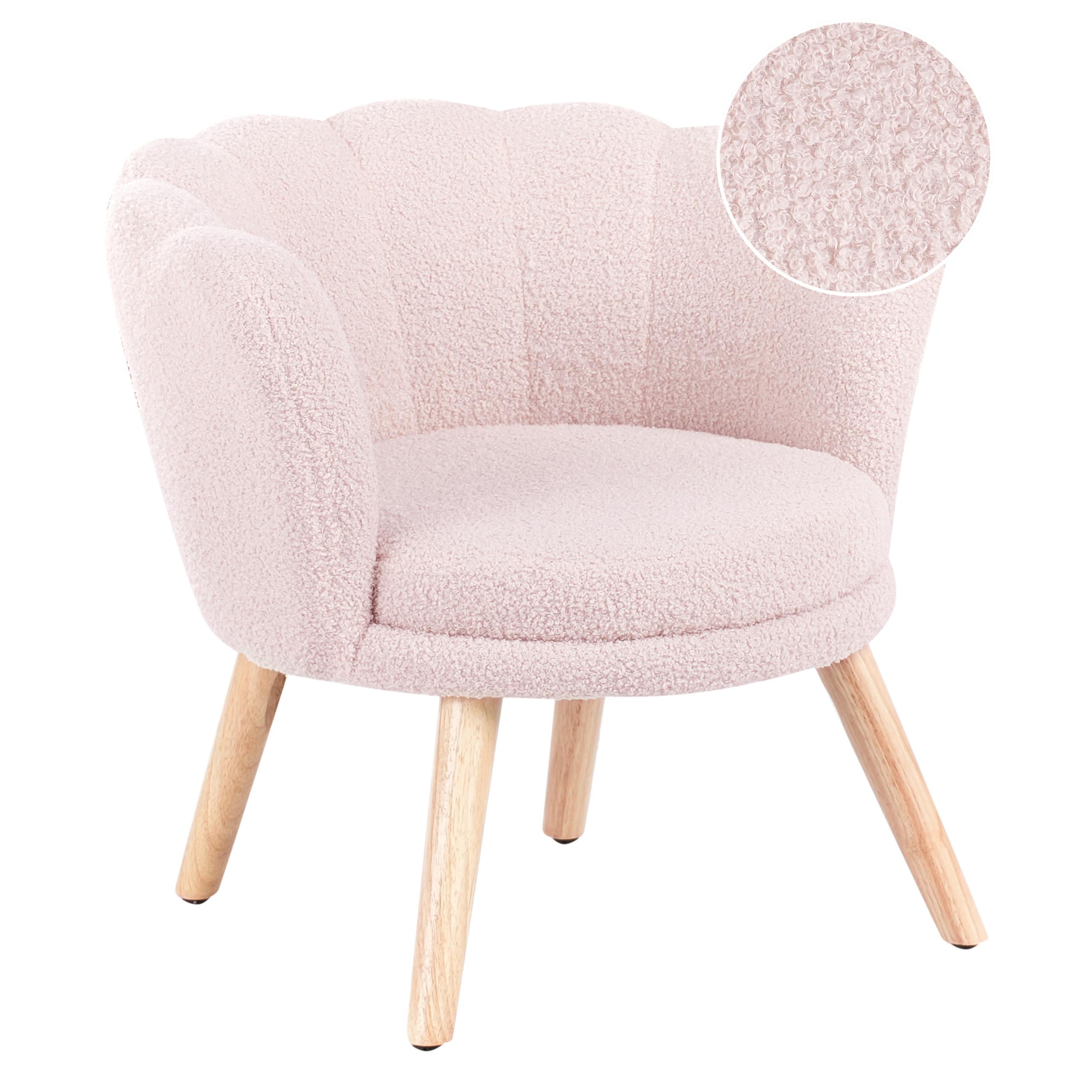 KINDERSESSEL Bouclé Pastellrosa Halby - Pink, Textil (60/54/54cm) - Beliani