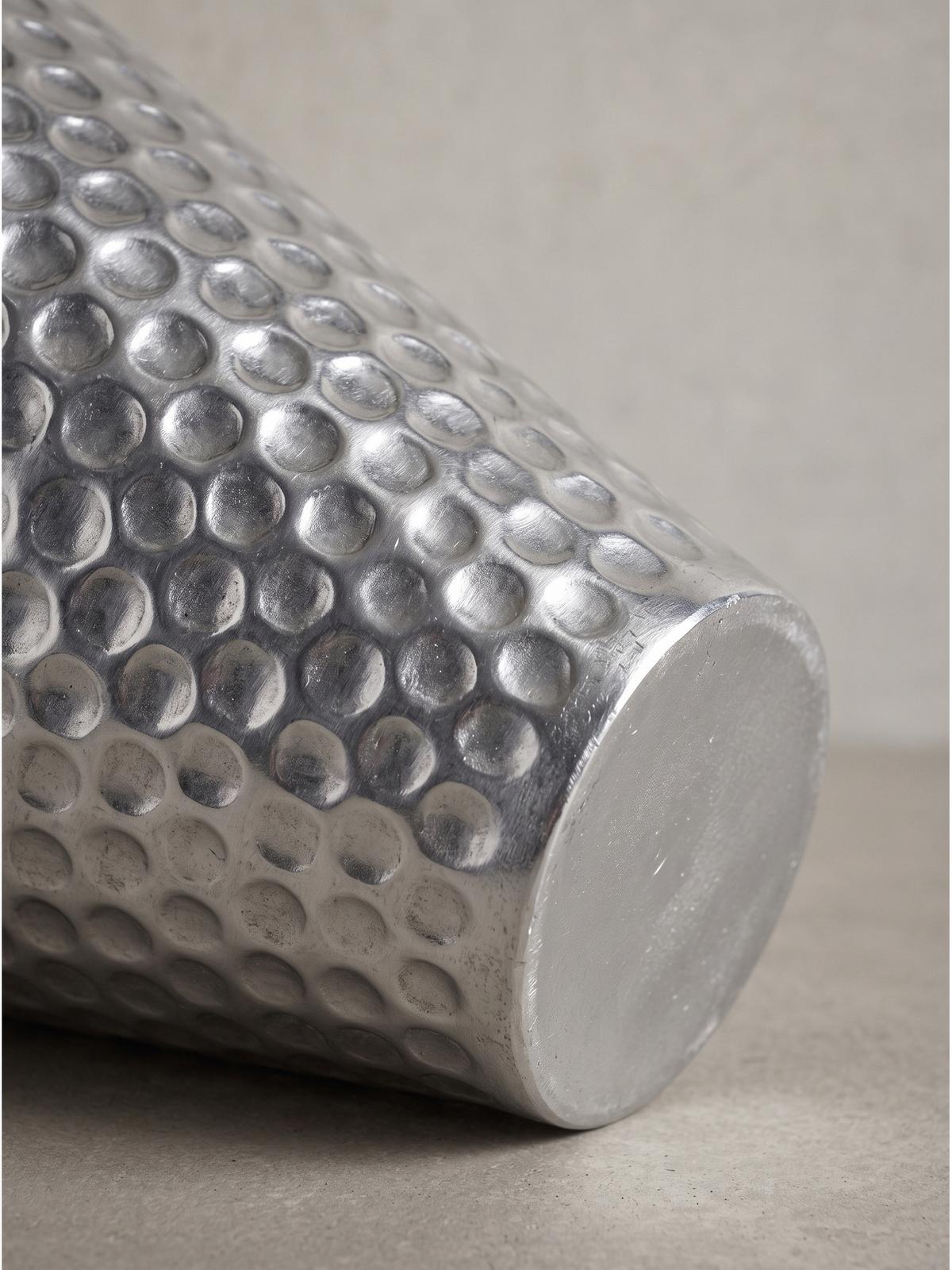 VASEN 2er-Set MANTOVA, Aluminium, handgefertigt, Silber, Ø 26 x 51 cm - Silberfarben, Metall (51cm) - KADIMA DESIGN