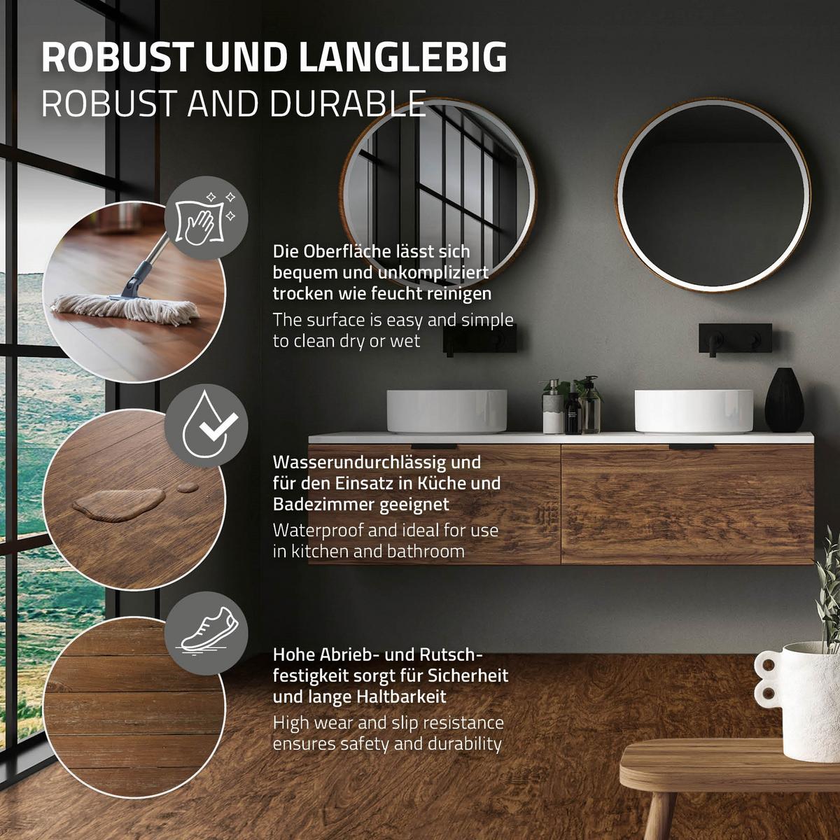 VINYLBODEN Click 3,08m²/14 Dielen Classic Akazie - Graubraun, Kunststoff (122/18/0.42cm) - ML-DESIGN