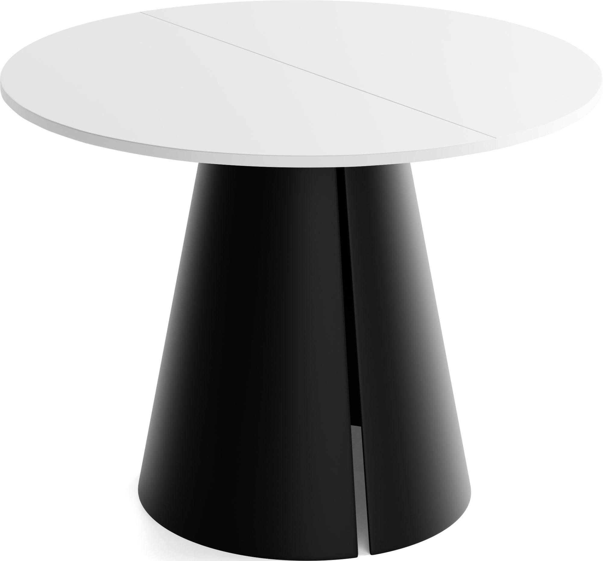 ESSTISCH Lamio runder ausziehbarer, Weiß 120-200/120/76 cm - Schwarz/Weiß, Holzwerkstoff/Metall (120/196/76cm) - WFL GROUP