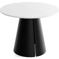ESSTISCH Lamio runder ausziehbarer, Weiß 100-180/100/76 cm - Schwarz/Weiß, Holzwerkstoff/Metall (100/176/76cm) - WFL GROUP