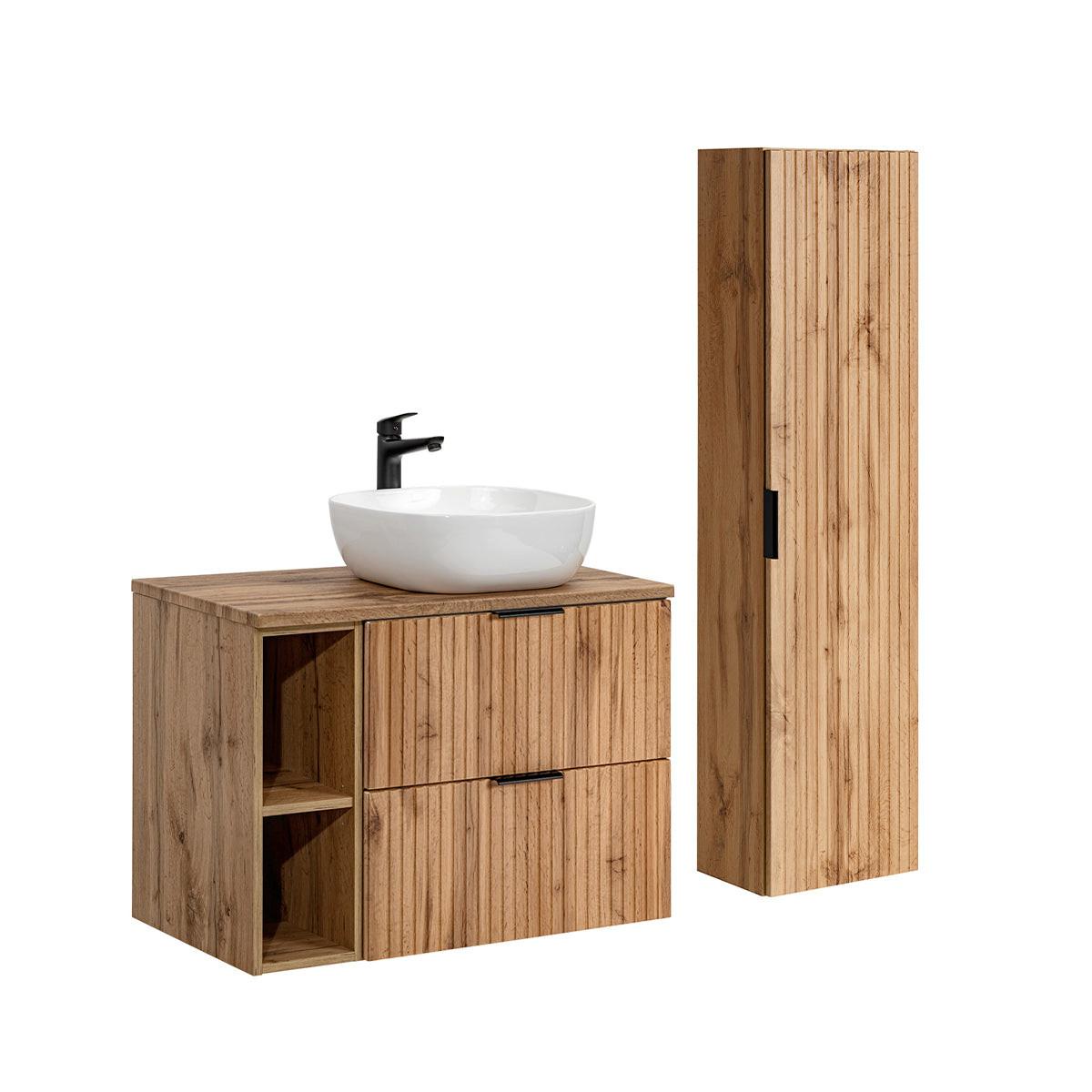 BADMÖBEL 80.6cm Adriel 2er-Set Holz - Braun, Holzwerkstoff (80.6/59/46cm) - Petits-meubles