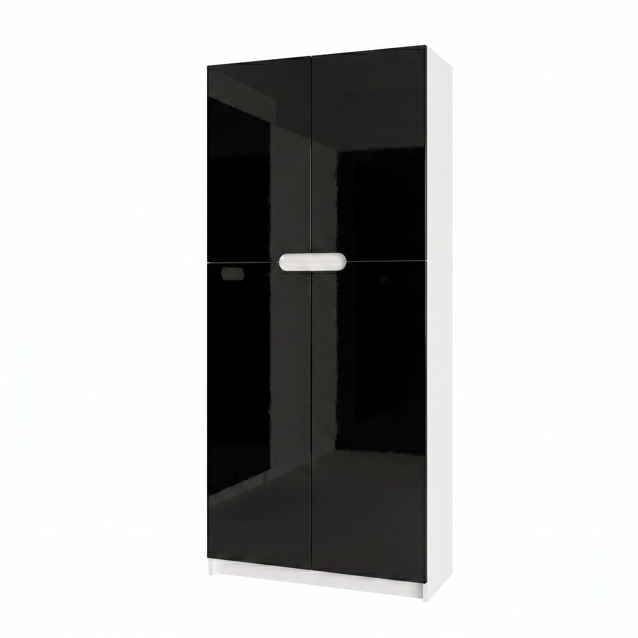 BÜROSCHRANK Logan Fronten in Schwarz Hochglanz - Schwarz Hochglanz, Holzwerkstoff (82/184/37cm) - Vladon