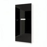 BÜROSCHRANK Logan Fronten in Schwarz Hochglanz - Schwarz Hochglanz, Holzwerkstoff (82/184/37cm) - Vladon
