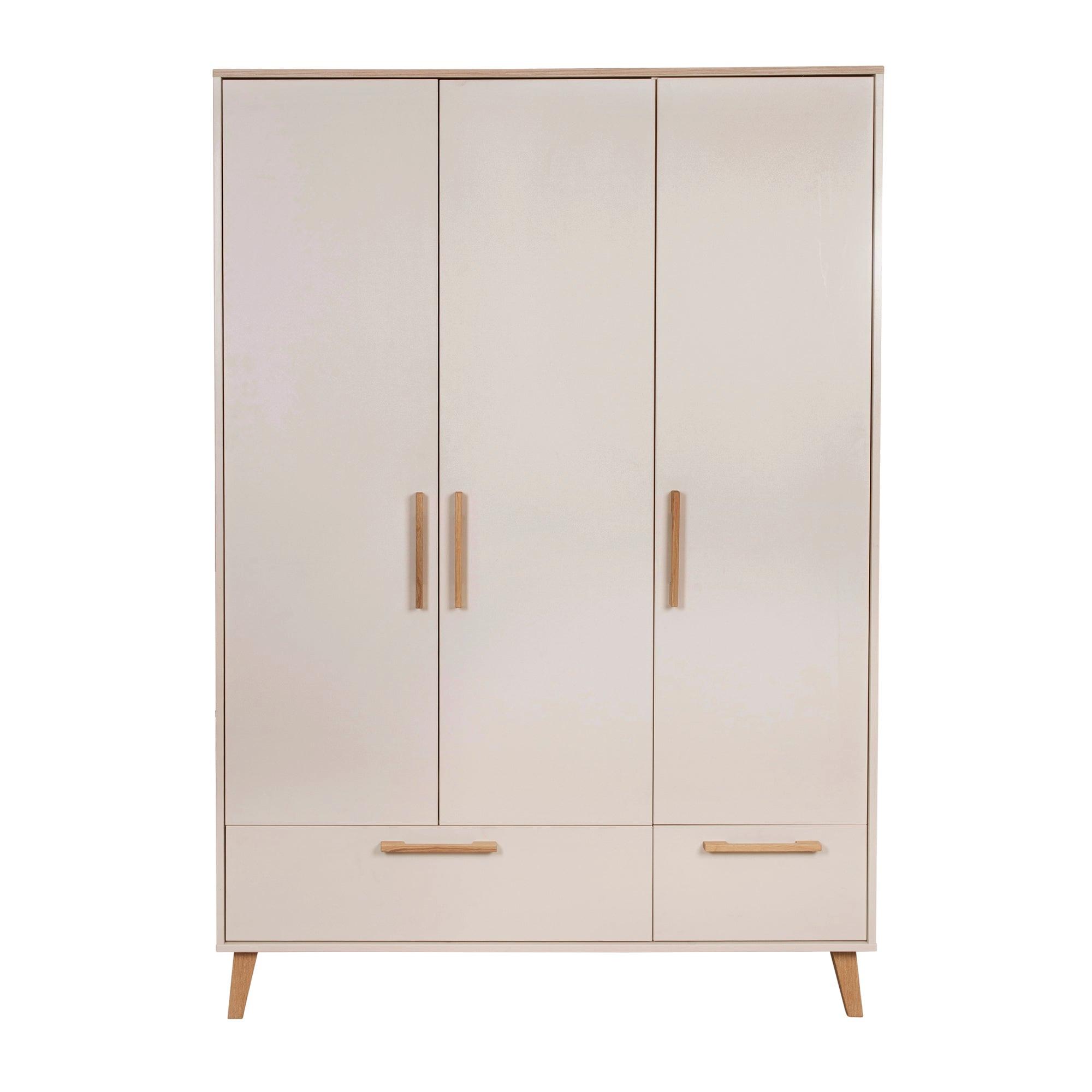 KLEIDERSCHRANK 3-türig Jil - Kastanienfarben/Kaschmir, Holz/Holzwerkstoff (138/200/55cm) - Roba