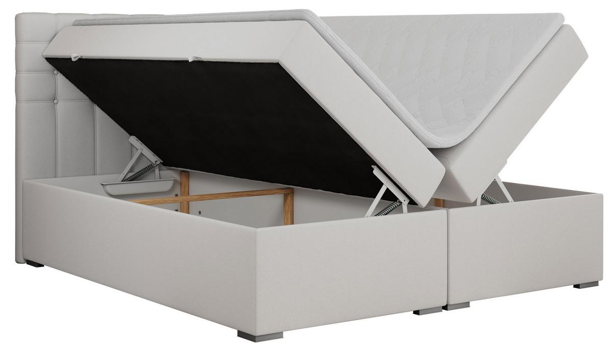 BOXBETT SUSAN 200/200 Weiß Kunstleder - H4 - Weiß, Holz/Textil (200/200cm) - MKS