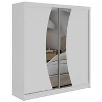 SCHWEBETÜRENSCHRANK mit Schubladen 200 - VERONA - Weiß mit Spiegel - Alufarben/Weiß, Holzwerkstoff/Metall (200/216/61cm) - MKS