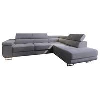ECKSOFA APIRO R-S Grau Kordstoff mit Schlaffunktion - Silberfarben/Grau, Holz/Textil (276/202cm) - MASSENO