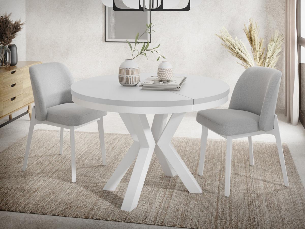 ESSTISCH Clara Weiß runder ausziehbarer, Weiß 100-180/100/76 cm - Weiß, Holzwerkstoff/Metall (100/176/76cm) - WFL GROUP