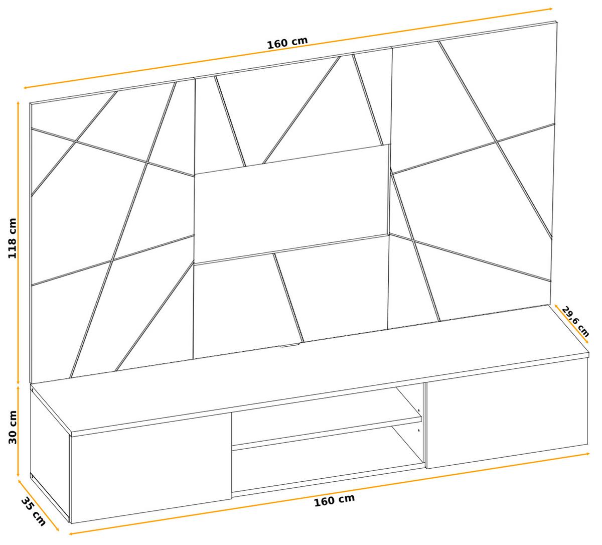 TV-LOWBOARD grau, Eiche Artisan 160, TV-Unterschrank hängend mit Akustikpaneel - Hellgrau/Eiche Artisan, Glas/Holzwerkstoff (160/148/35cm) - Inn.Furn