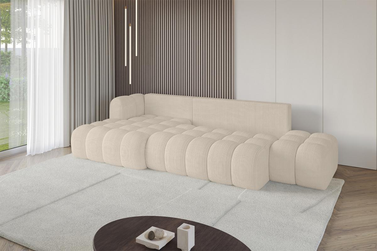 ECKSOFA mit Schlaffunktion Ottomane Links OLEA-L2 321x164x75 Beige Cord - Schwarz/Cappuccino, Holzwerkstoff/Kunststoff (321/164cm) - ALTDECOR