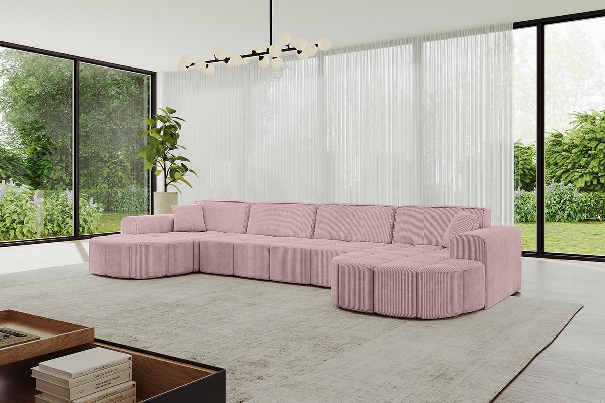 WOHNLANDSCHAFT LIVO-U2 - 400x173x79,5 cm Rosa - Rosa, Holzwerkstoff/Textil (400/79/173cm) - ALTDECOR