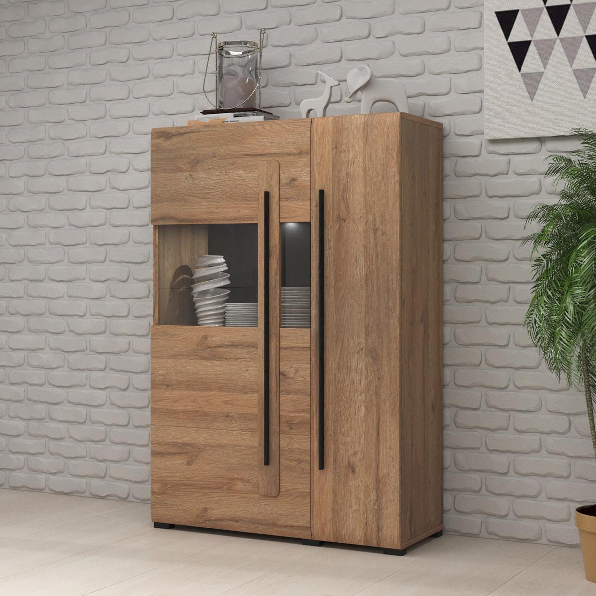 GESCHIRRSCHRANK Louis Holz - Braun, Holzwerkstoff (90/136/39cm) - Petits-meubles