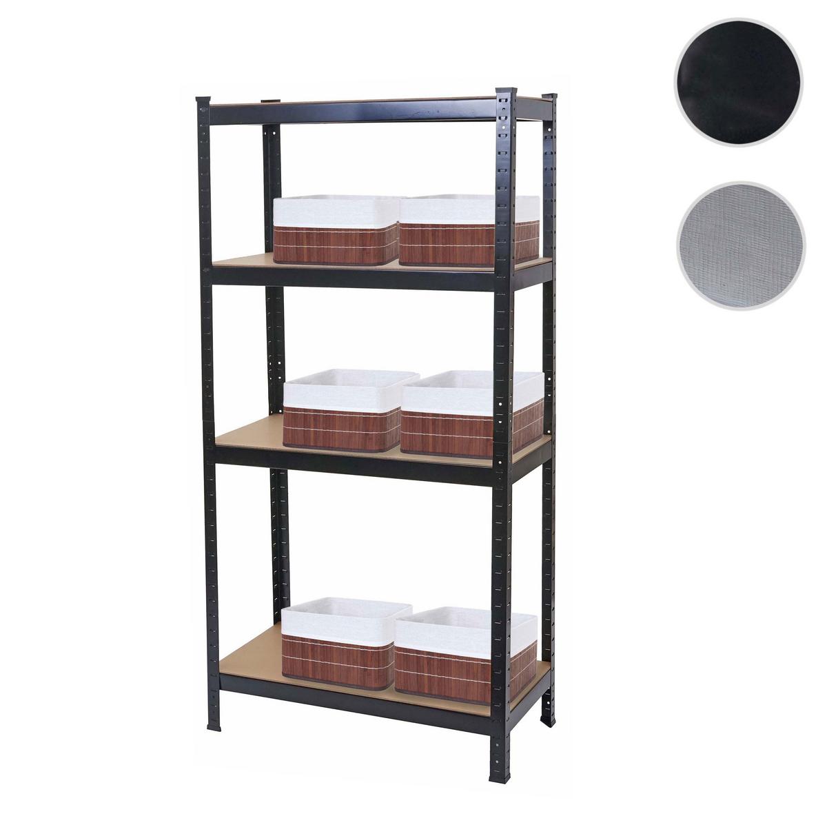 SCHWERLASTREGAL MIT KORB Schwarz, Braun - Schwarz/Braun, Metall (80/160/40cm) - MCW