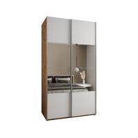 SCHWEBETÜRENSCHRANK 245,5/130/64 2-türig - Silberfarben/Weiß, Holz/Metall (130/245/64cm) - Abiks Möbel