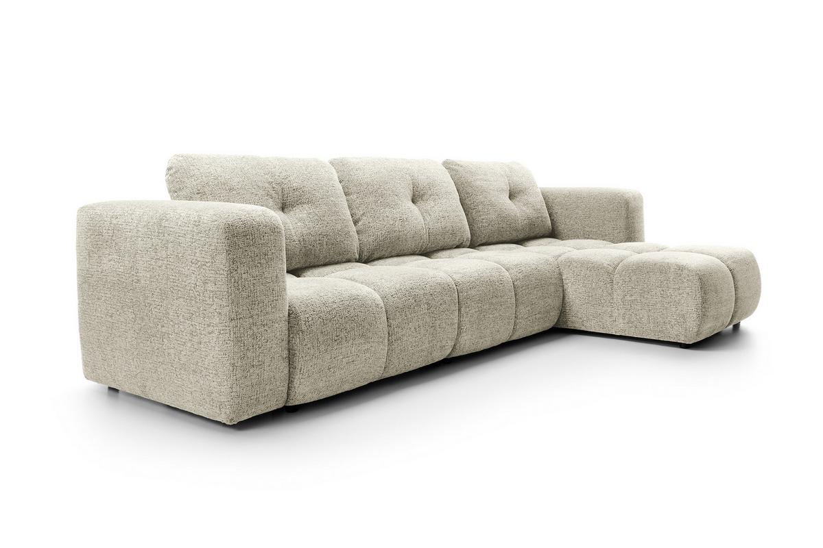 ECKSOFA ARTE 03 Creme Chenille mit Schlaffunktion - Creme, Holz (336/177cm) - MASSENO