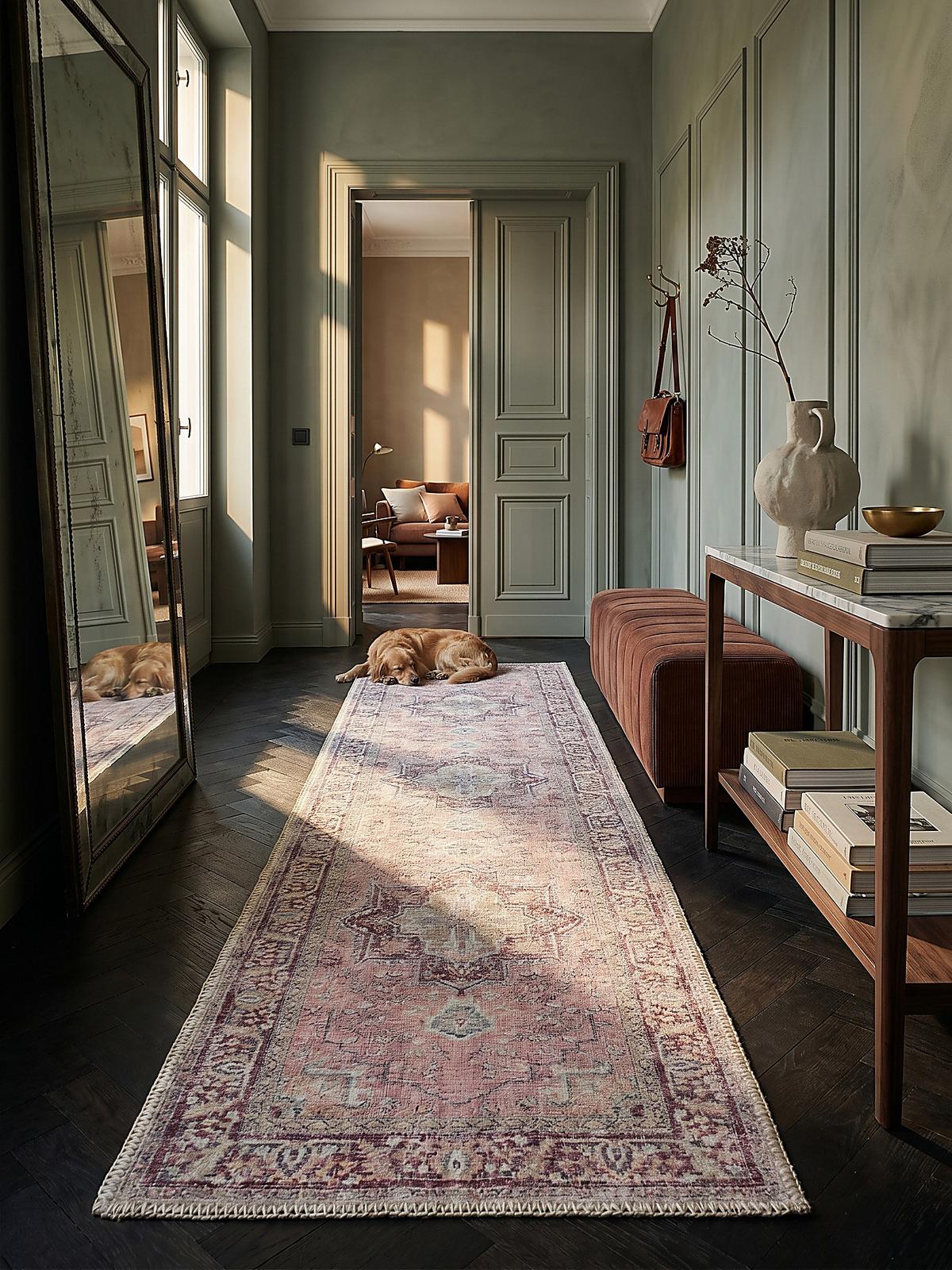 TEPPICH Waschbar HALD, klassisch im Vintage-Stil, Rosa, 60 x 230 cm - Rosa, Textil (60/230cm) - KADIMA DESIGN