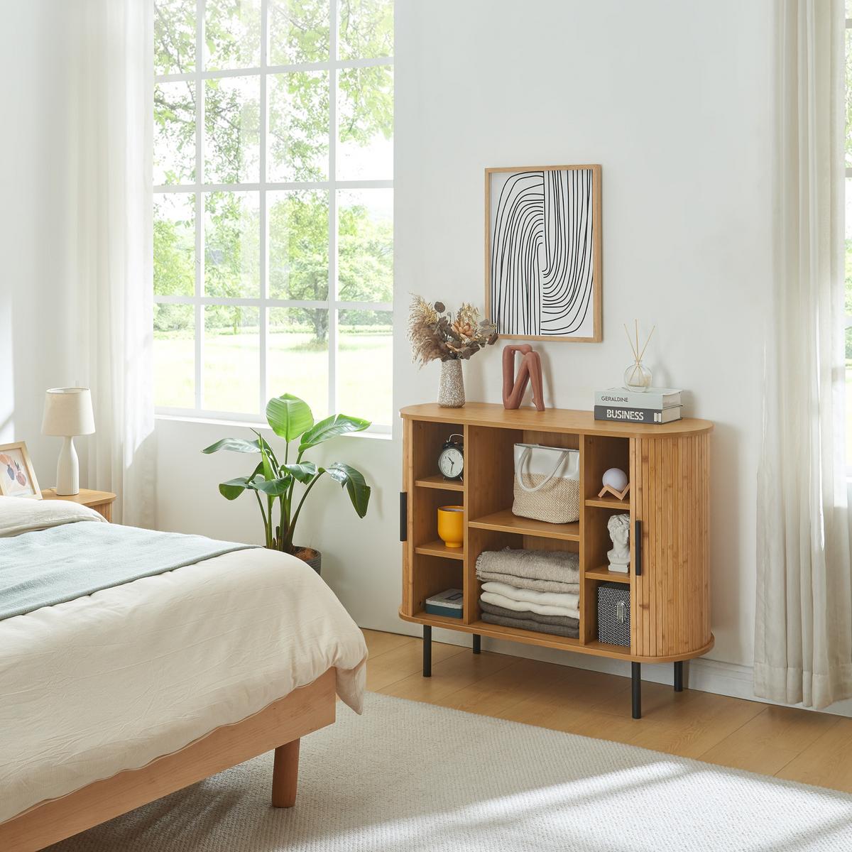 SIDEBOARD Tvedestrand - Schwarz/Naturfarben, Holzwerkstoff/Metall (100/80/40cm) - [en.casa]
