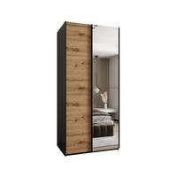 SCHWEBETÜRENSCHRANK 245,5/110/64 2-türig - Schwarz/Eiche Artisan, Holz/Metall (110/245/64cm) - Abiks Möbel