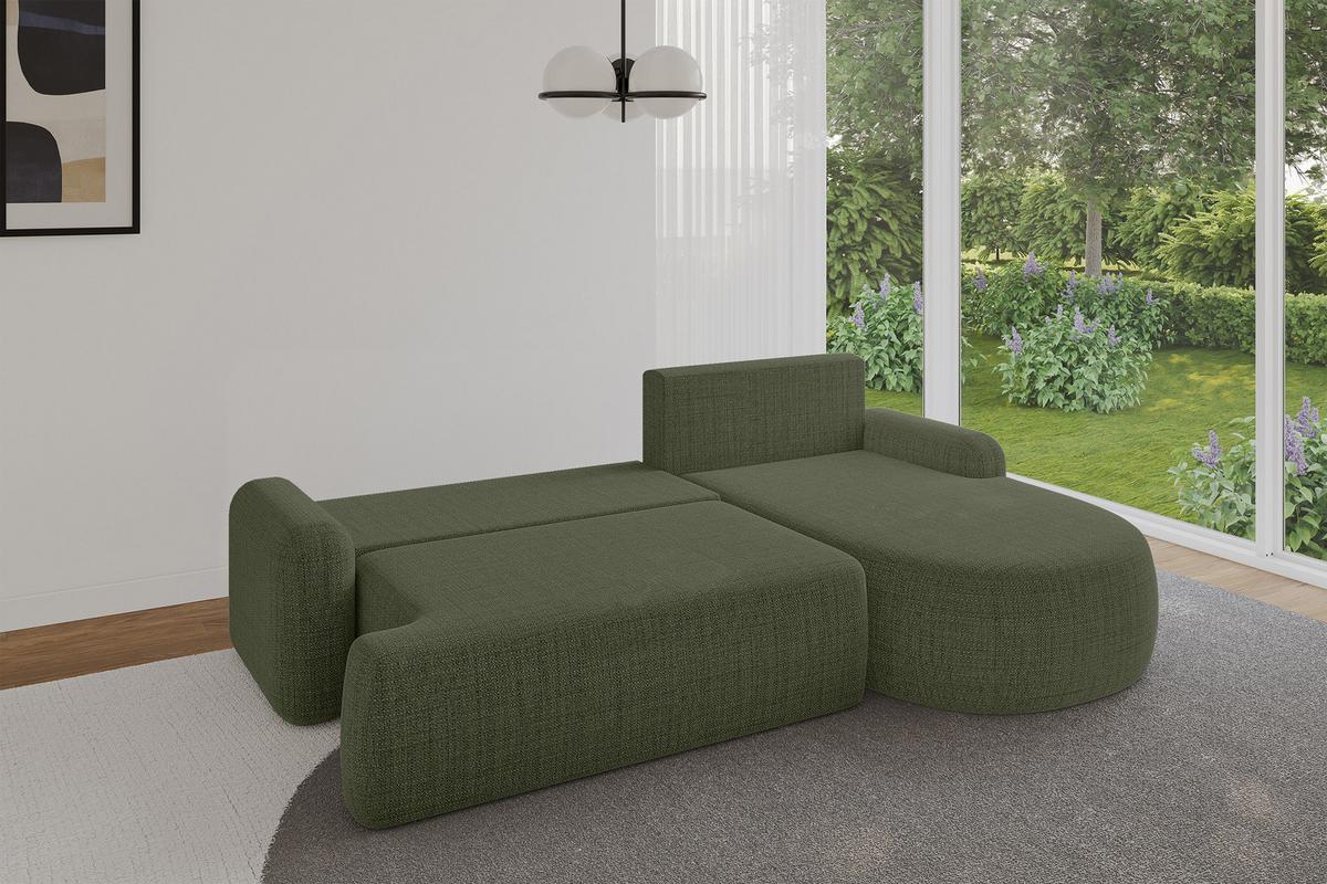 ECKSOFA mit Schlaffunktion und Bettkasten LIRA-L - 264x172x89 Grün - Grün, Holzwerkstoff/Textil (172/264cm) - ALTDECOR