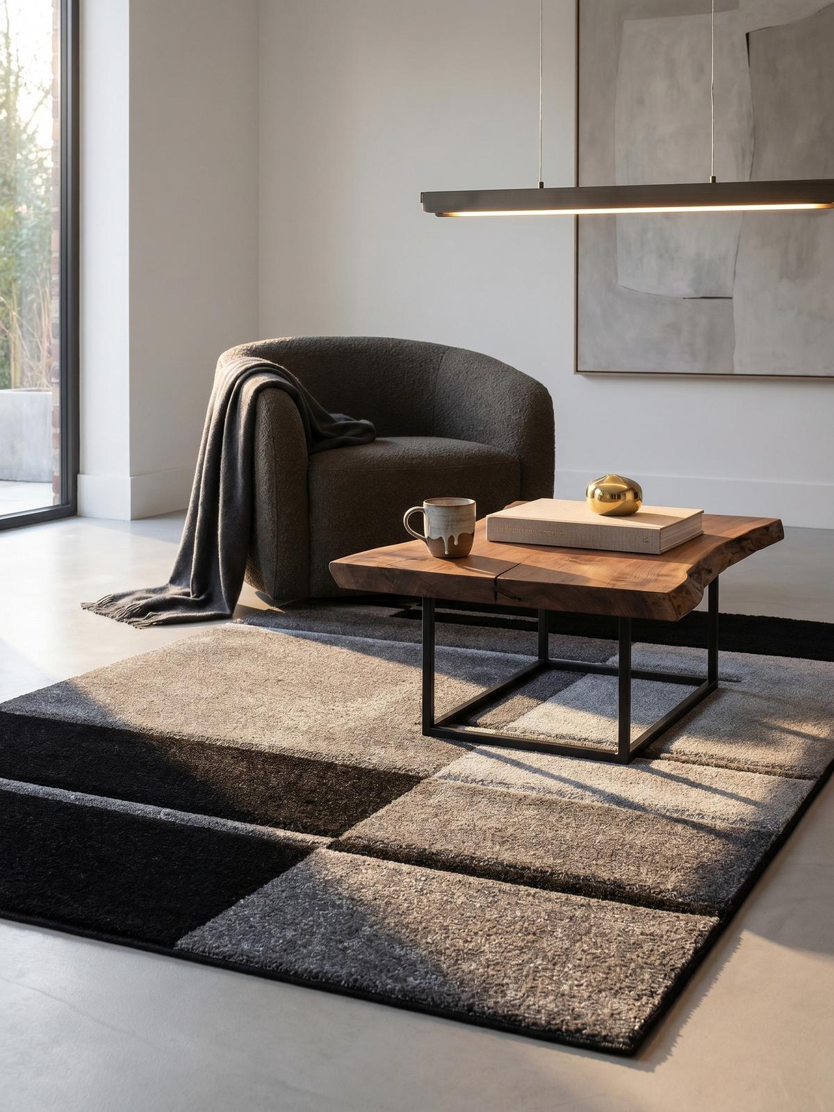 KURZFLORTEPPICH LATEMAR, kariert, Grau, 160 x 230 cm - Grau, Textil (230/160cm) - KADIMA DESIGN