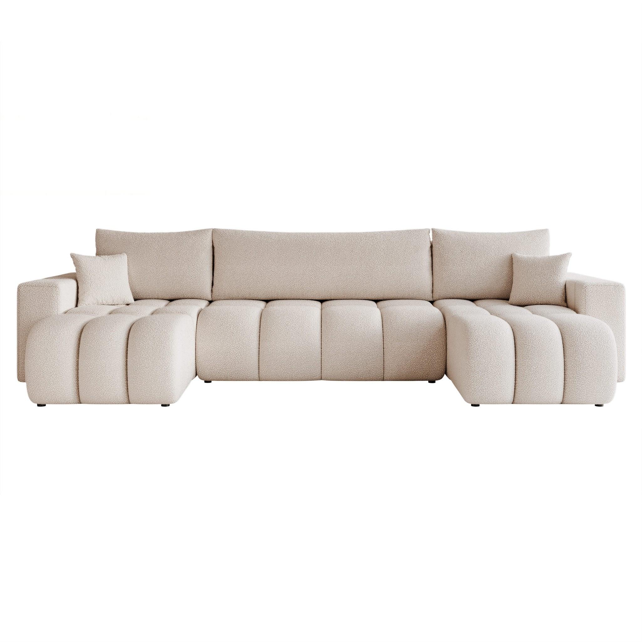 WOHNLANDSCHAFT Anabel Schlaffunktion - Creme, Holzwerkstoff/Textil (318/79/145cm) - Fun Möbel