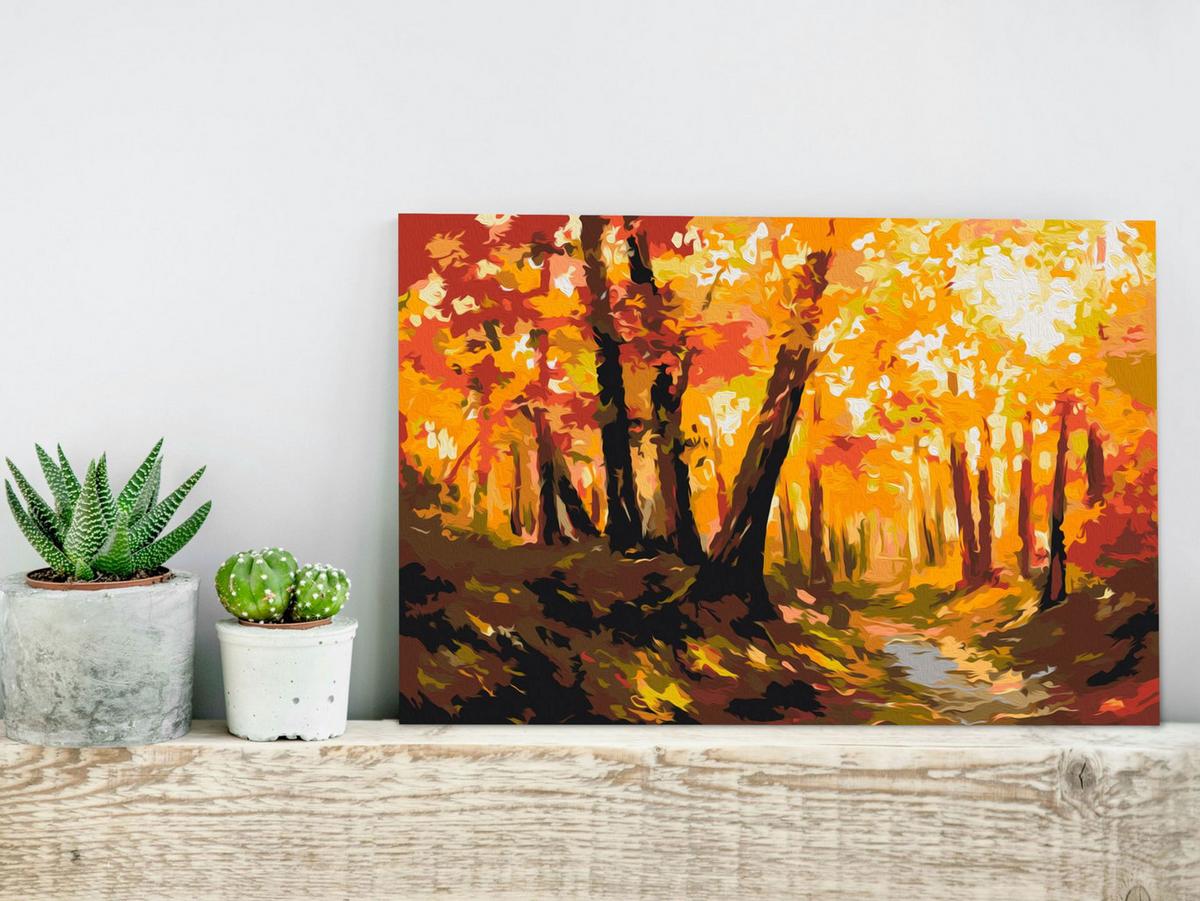 MALEN NACH ZAHLEN 50/40 cm - Braun/Orange, Textil (1.4/40cm) - KUNSTLOFT