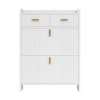 SCHUHSCHRANK Schmal mit 2 Klappfächern & Schubladen Modern - Weiß, Holzwerkstoff (75/108.5/24cm) - Urban Meuble