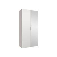 DREHTÜRENSCHRANK Malaga 100 mit Frontspiegel - Weiß, Holzwerkstoff (100/202/52cm) - MIRJAN24