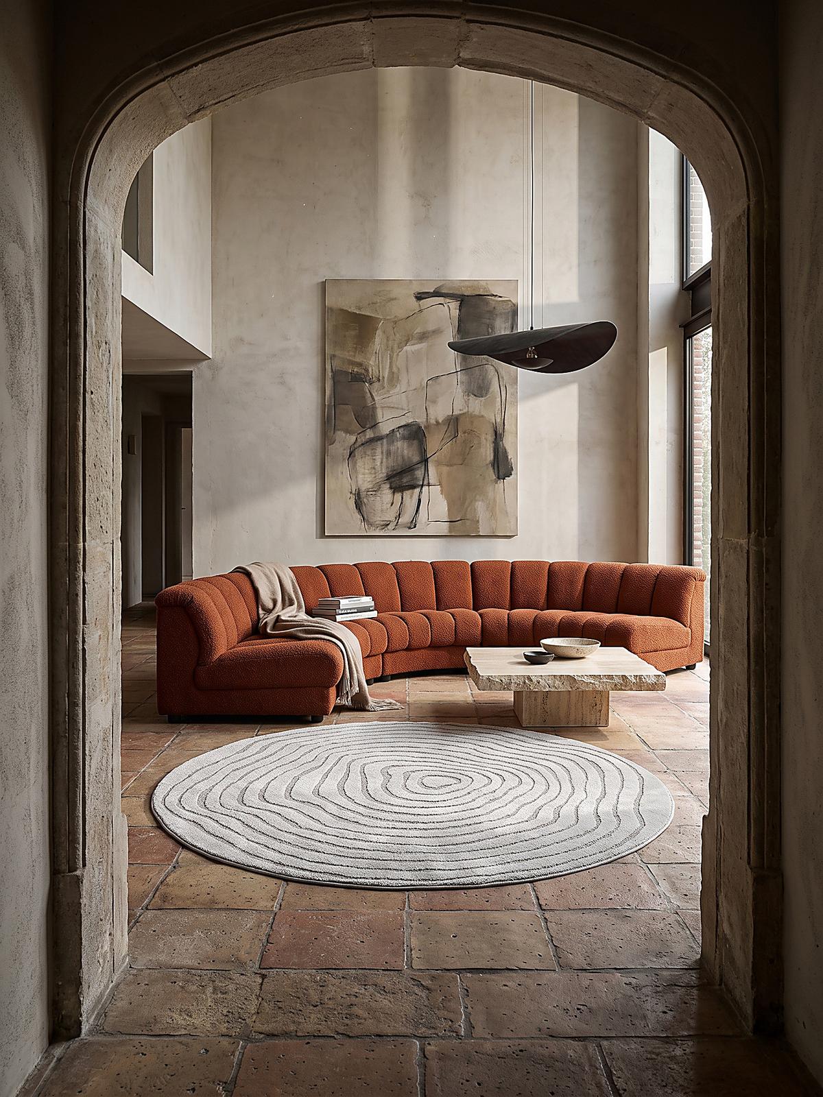 TEPPICH Kurzflor CETINA Gestreift Polypropylen-Polyester Grau 160 x 160 cm - Grau, Textil (160/160cm) - KADIMA DESIGN