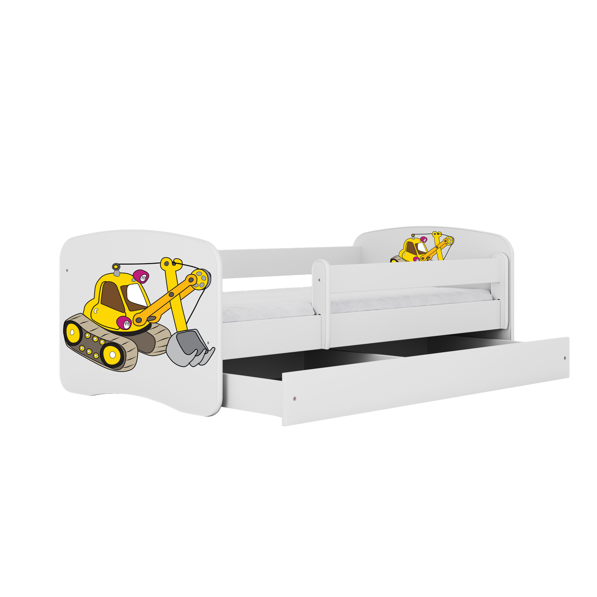 KINDERBETT Bagger mit Schublade 180/80 90/61/184 - Weiß, Holzwerkstoff (80/180cm) - RAUMHIRSCH FURNITURE