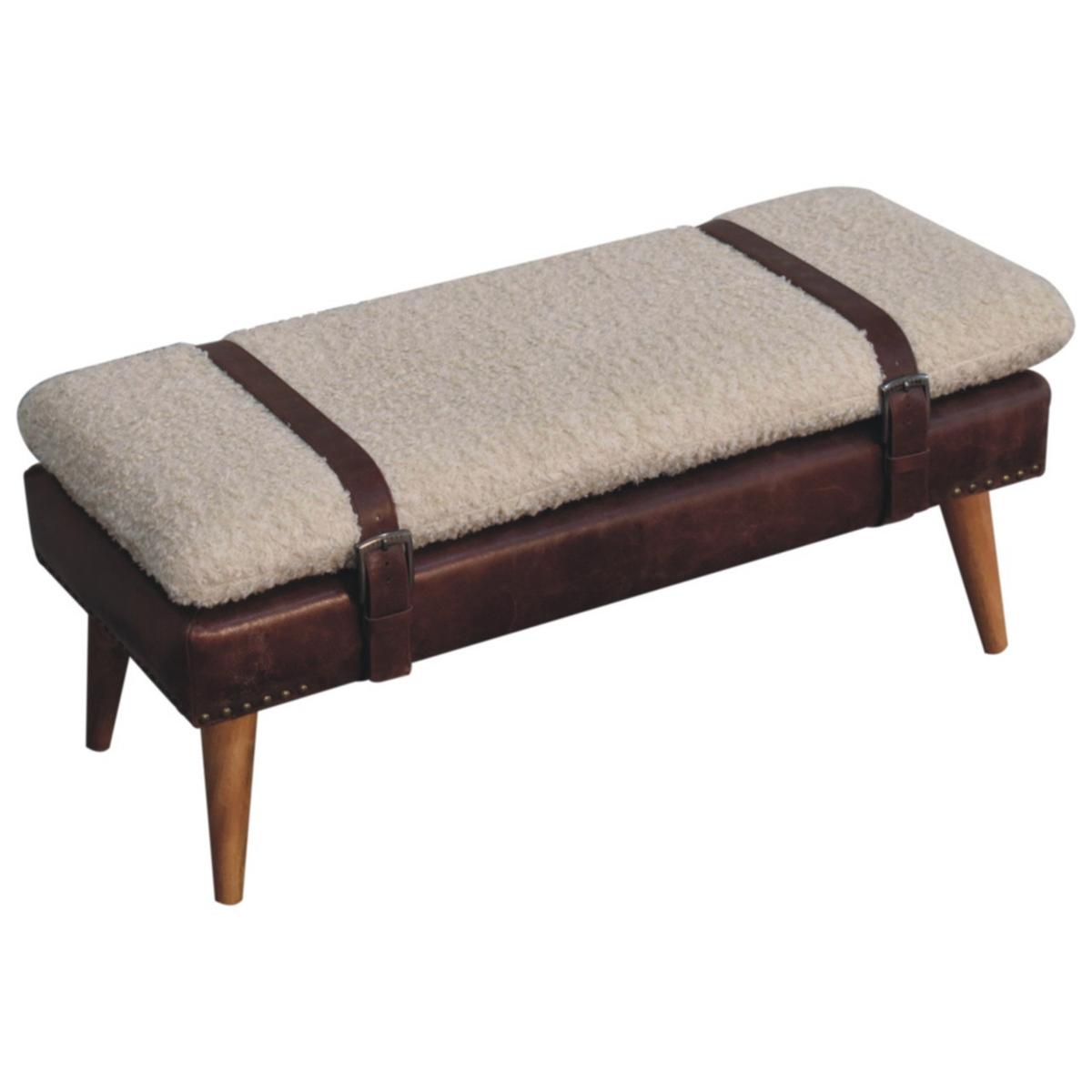 BANK Bouclé, Mahagoni - Braun, Holz (90/40/35cm) - Artisan Furniture