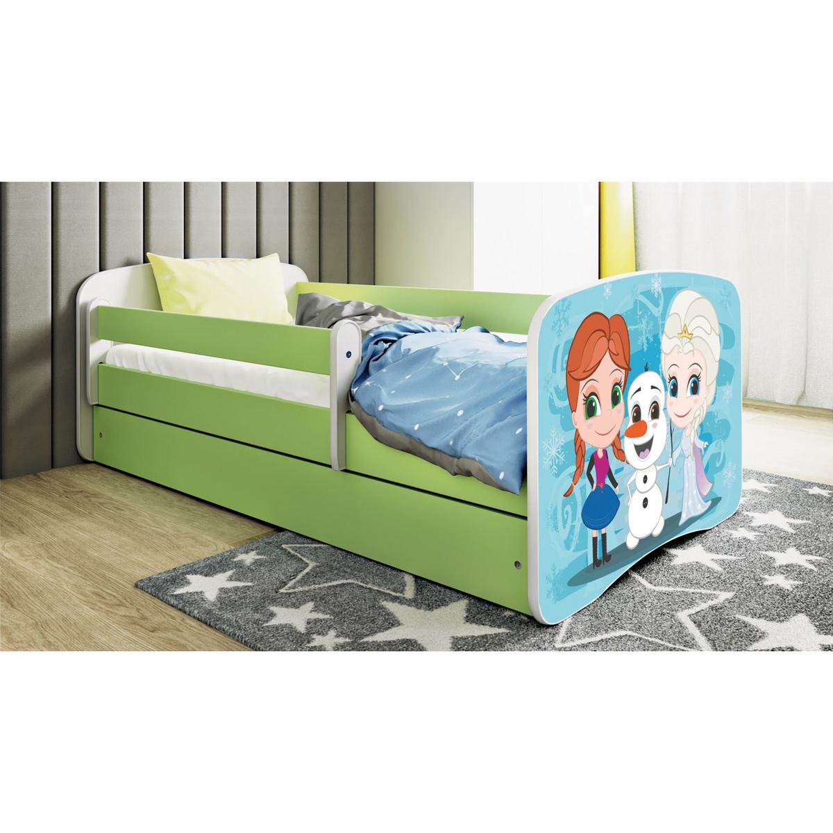 KINDERBETT mit Schublade Winterschwestern und Matratze 160/80 - Grün, Holzwerkstoff (80/160cm) - RAUMHIRSCH FURNITURE