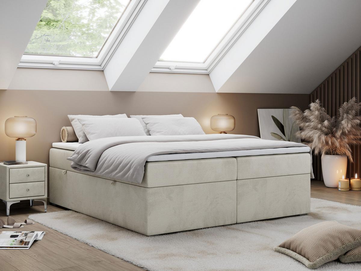 BOXBETT BESS 200/200 Beige Velvet - H3 - Beige, Holz/Textil (200/200cm) - MKS