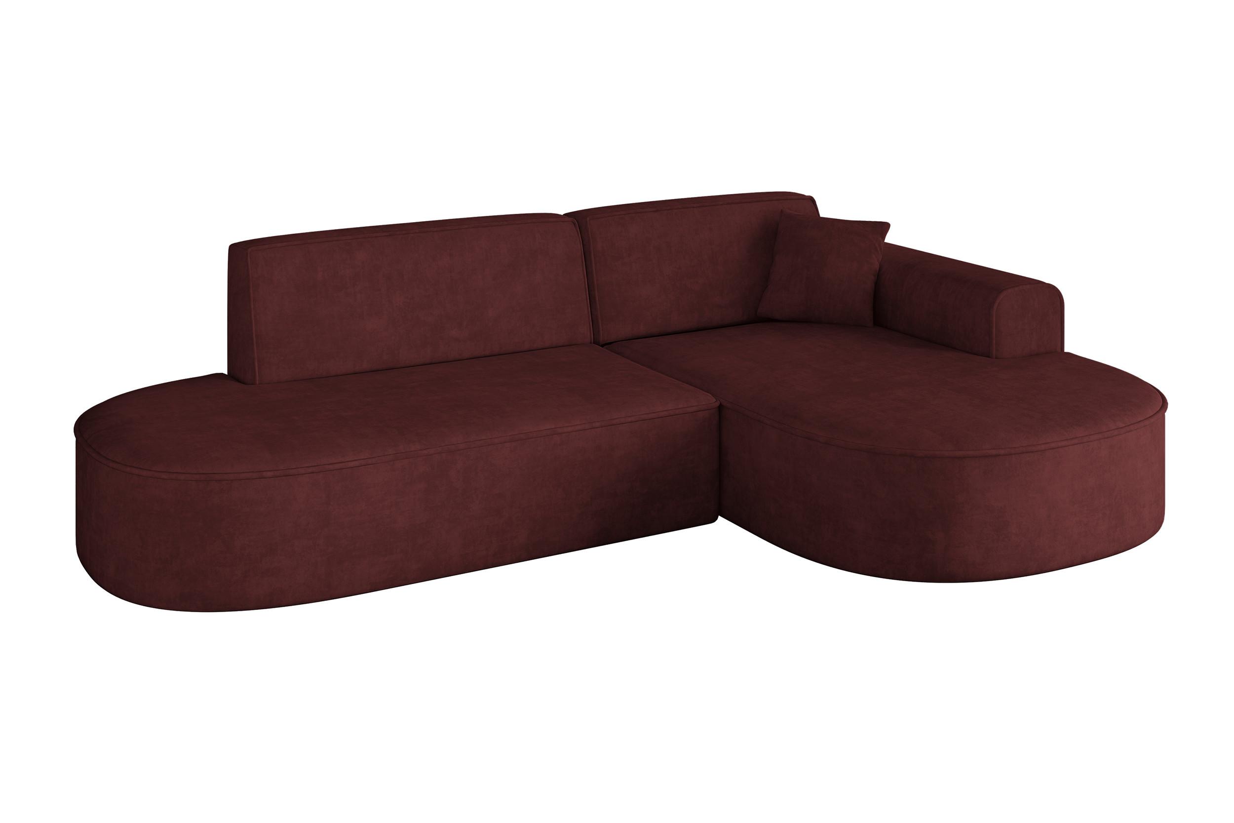 ECKSOFA Ottomane Rechts MARI-L1 - 243x171x79 cm Bordeaux Velours - Bordeaux/Schwarz, Holzwerkstoff/Kunststoff (171/243cm) - ALTDECOR