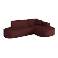 ECKSOFA Ottomane Rechts MARI-L1 - 243x171x79 cm Bordeaux Velours - Bordeaux/Schwarz, Holzwerkstoff/Kunststoff (171/243cm) - ALTDECOR
