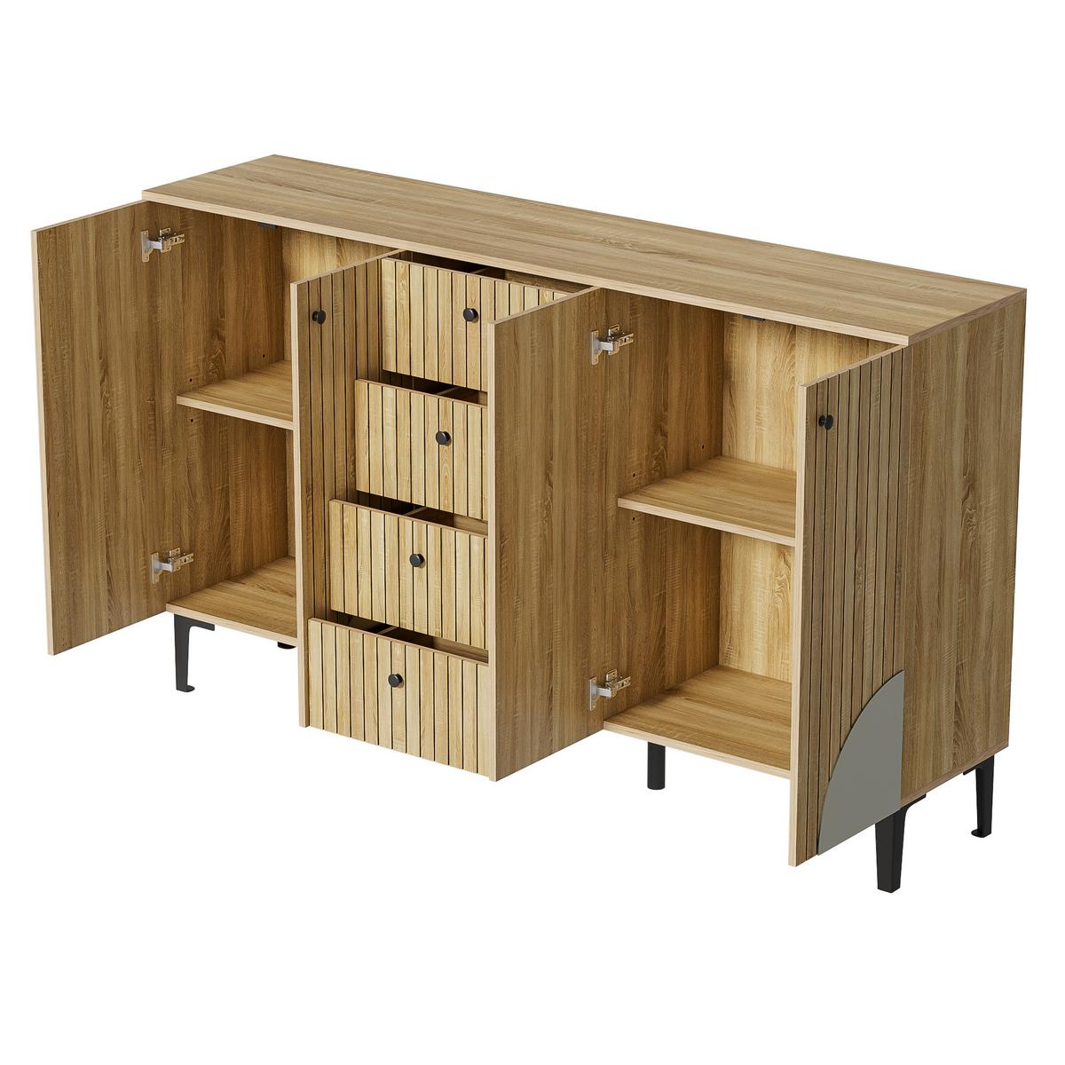 SIDEBOARD holz-optik mit 4 türen & 4 schubladen - Naturfarben, Holzwerkstoff (160/94/36cm) - Urban Meuble