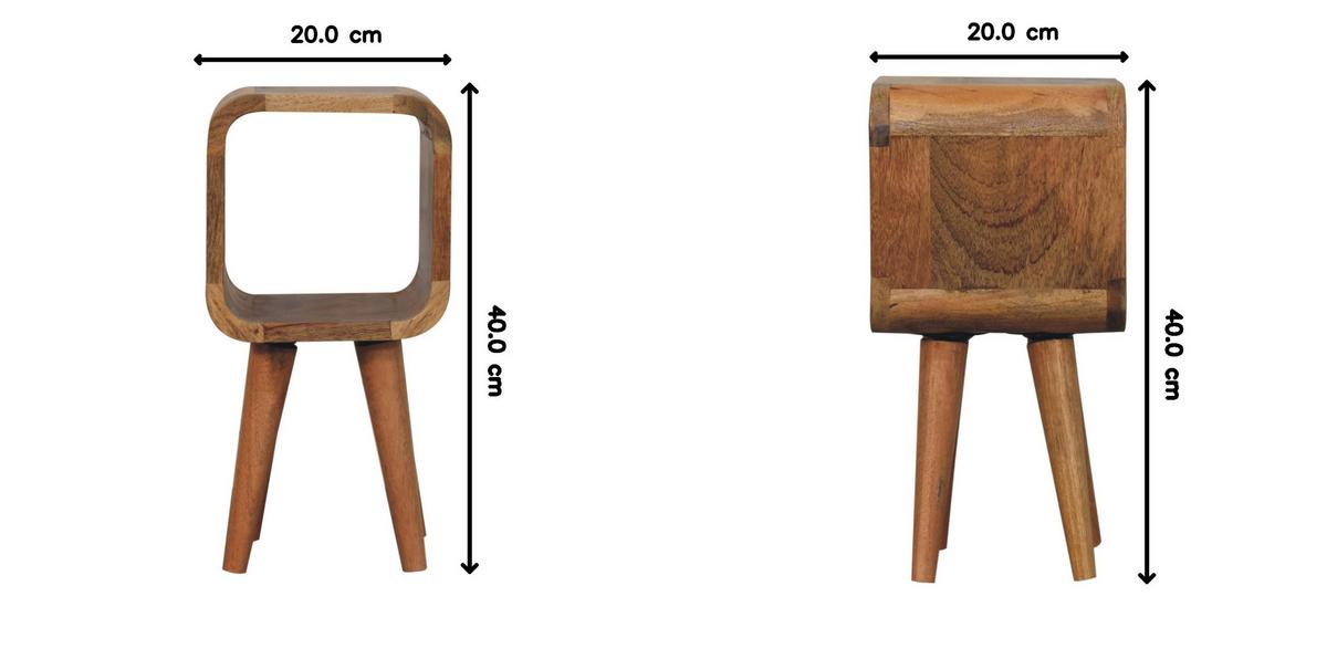 NACHTTISCH Massivholz Extra Mini Minimalistisch Gebogen Oak-ish, Offenes Fach, Hellbraun - Hellbraun, Mangoholz/Holz (20/40/20cm) - Artisan Furniture