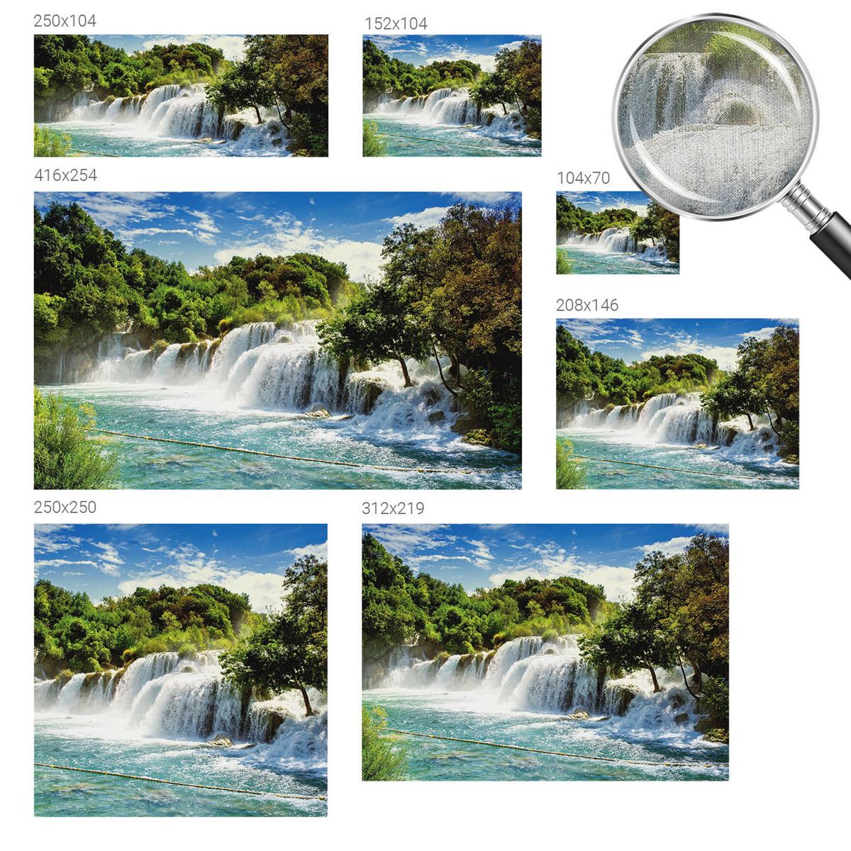 FOTOTAPETE 250x104 cm - Ein atemberaubender Wasserfall - Grün, Textil (250/104cm) - Wallfluent