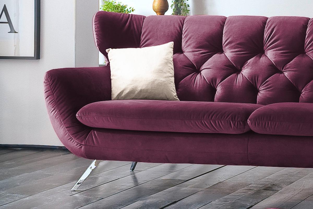 SOFA CHARME Violett Velvet - Violett/Silberfarben, Textil/Metall (175/94/95cm) - KAWOLA
