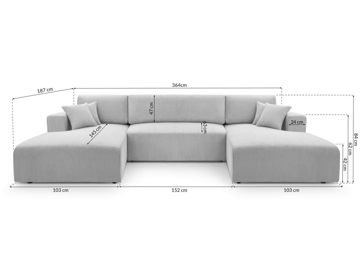 WOHNLANDSCHAFT Catea Hellgrau 364/145/85 cm mit Schlaffunktion - Hellgrau/Schwarz, Kunststoff/Textil (364/84/145cm) - AX Living