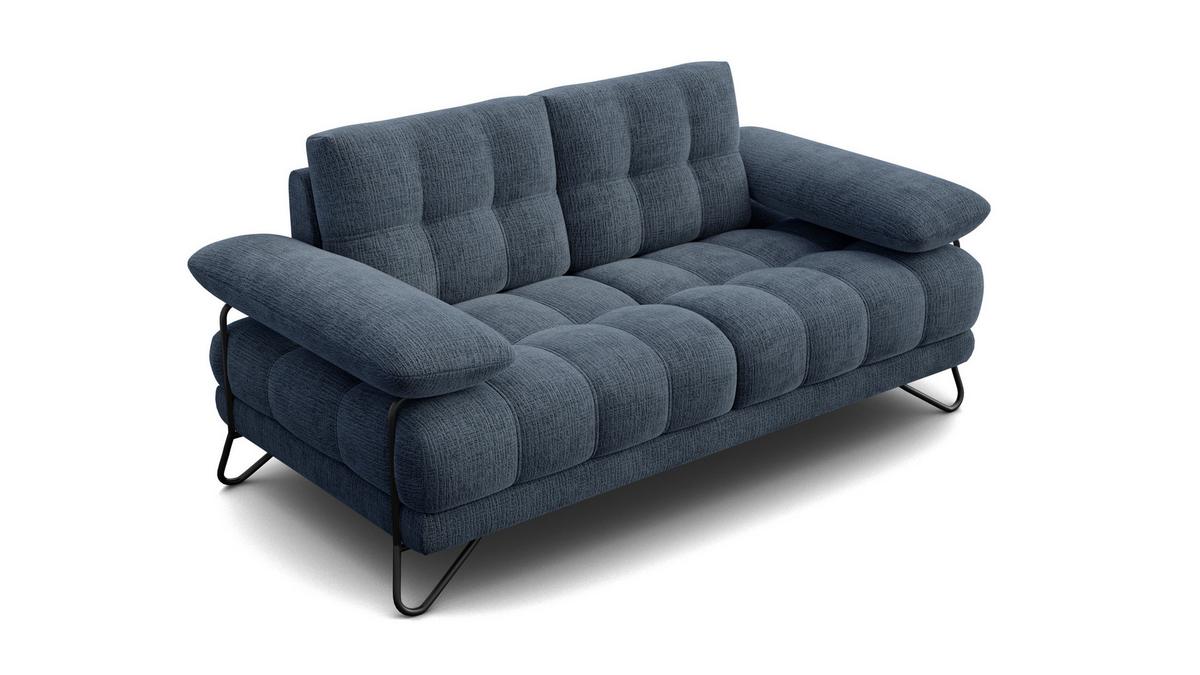 SOFA BUBBARA 2-Sitzer, marineblau - Blau/Schwarz, Holz/Textil (185/87/96cm) - Wozimo
