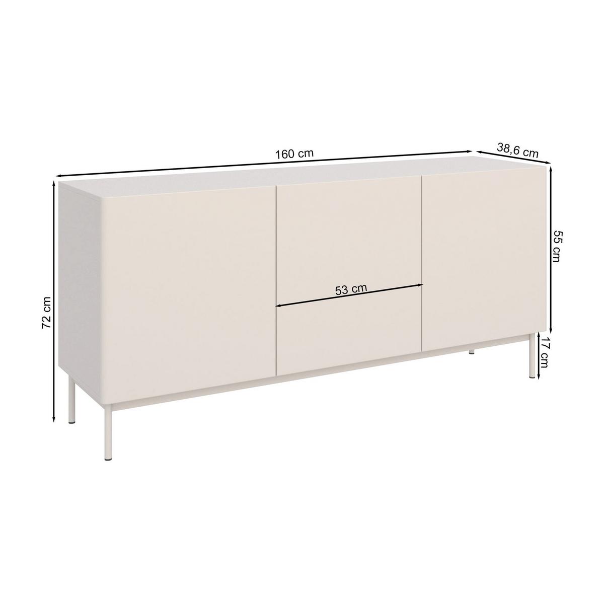 TV-BOARD Olio hoch KASCHMIR 160 CM - Kaschmir, Holzwerkstoff/Metall (160/72/38.6cm) - Selsey