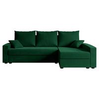 ECKSOFA mit Schlaffunktion und Bettkasten ALESIA-L 231x140x90 cm Grün Velours - Silberfarben/Grün, Holzwerkstoff/Kunststoff (231/140cm) - ALTDECOR