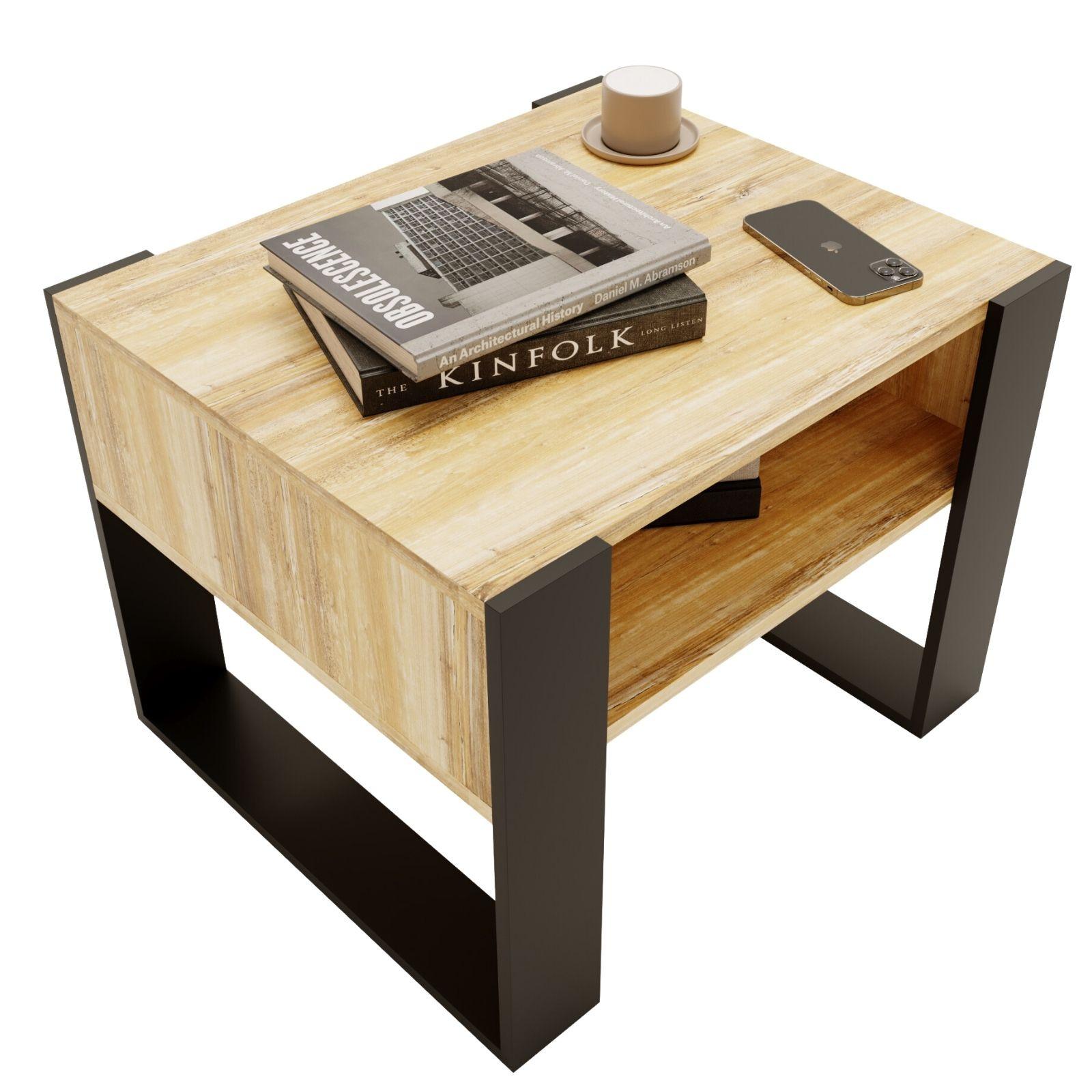 COUCHTISCH Karo65 65/45/53,6 - Alteiche/Schwarz, Holzwerkstoff (53.6/65/45cm) - RAUMHIRSCH FURNITURE