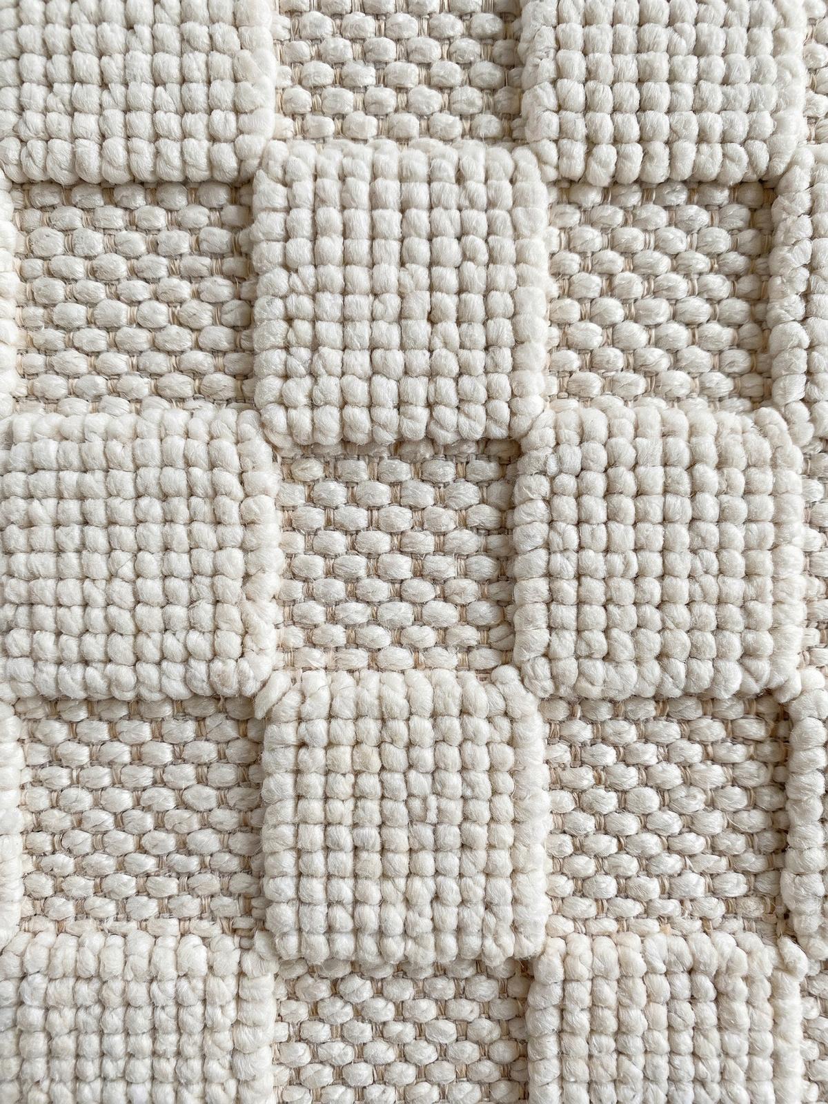 TEPPICH Flachgewebe LANGAU in Creme, mit Schachbrettmuster, Ø 120 cm - Creme, Textil (120/120cm) - KADIMA DESIGN