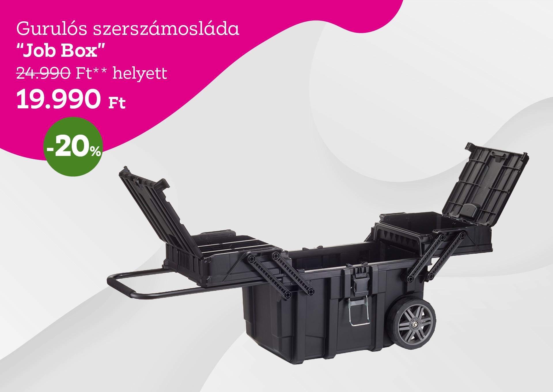 Gurulós szerszámosláda JOB BOx 24990 Forint helyett 19990 Forint, kedvezmény mértéke 20%