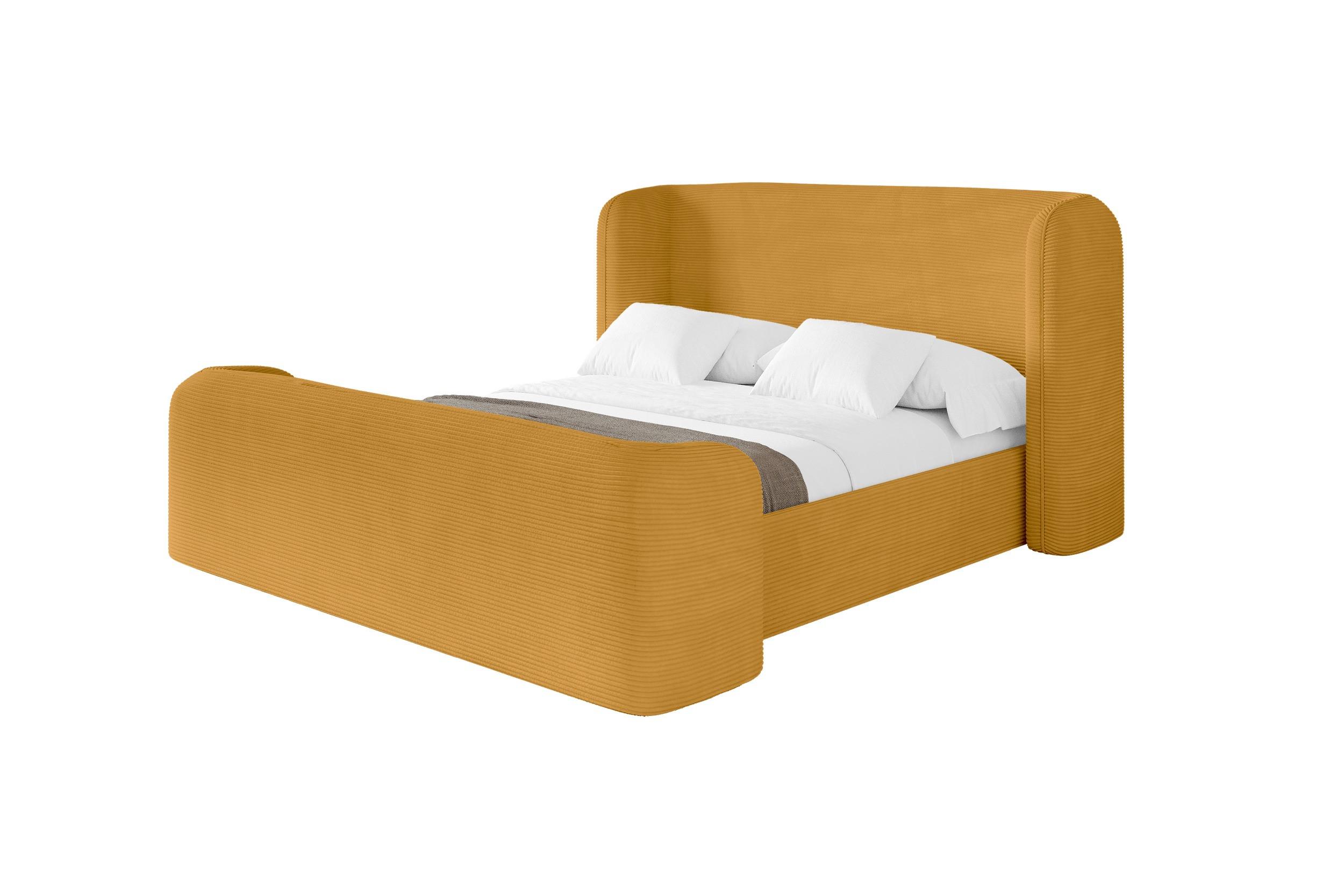 POLSTERBETT mit Bettkasten, Fußteil und Lattenrost, Boxbett ohne Matratze - ESTI-Z 140x200 Senfgelb - Currygelb, Holzwerkstoff/Textil (140/200cm) - ALTDECOR